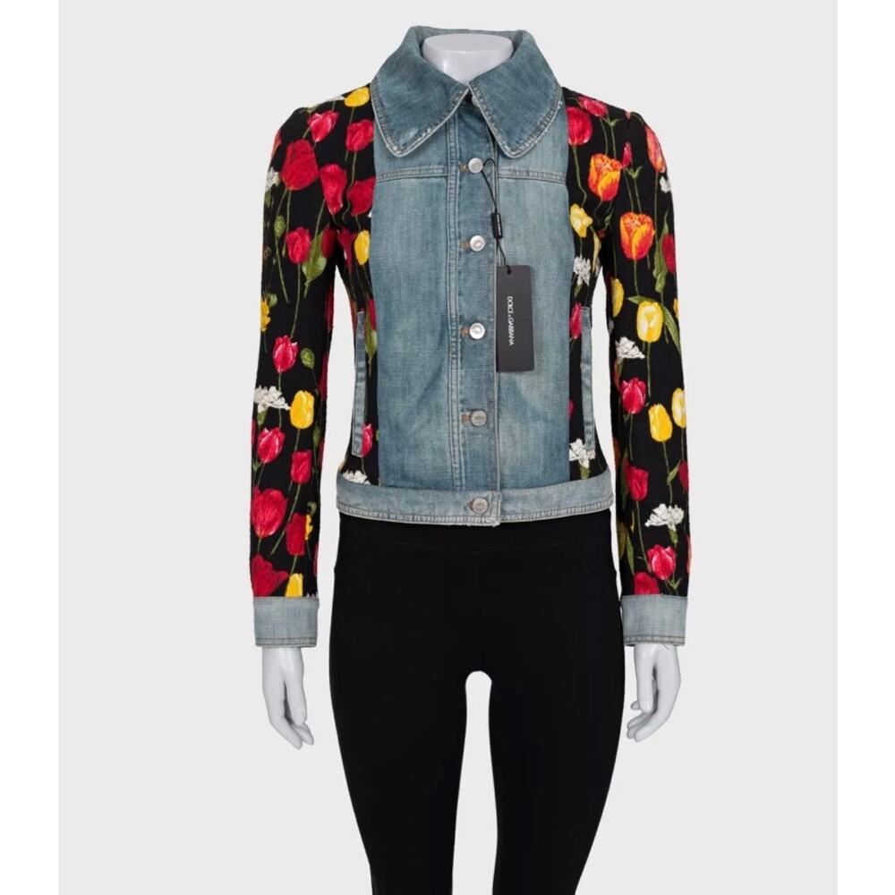 Dolce & Gabbana Floral Cotton Jacket IT38 XS